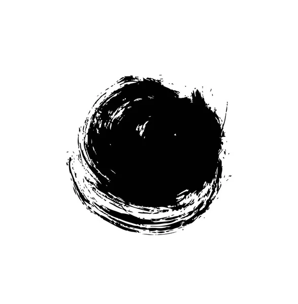 Круглий Чорний Штрих Пензля Ізольований Білому Тлі — стоковий вектор