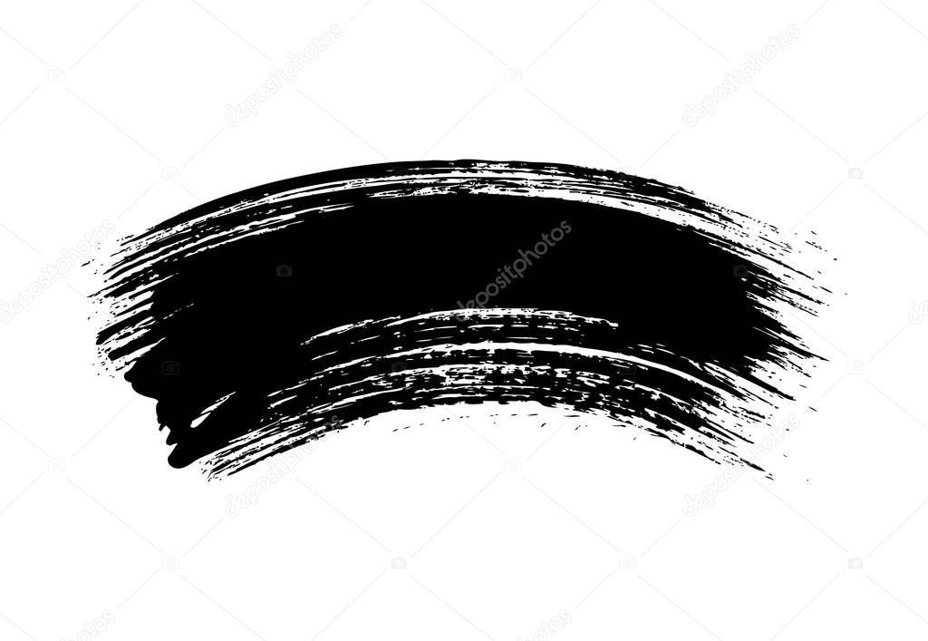 Messy black black brush stroke isolated on white background