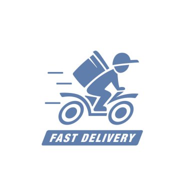 Bir adam scooter kullanıyor. Teslimat simgesi