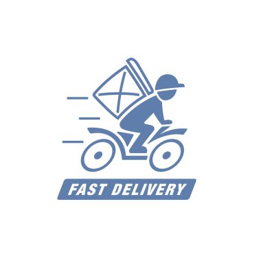 Bir adam scooter kullanıyor. Teslimat simgesi