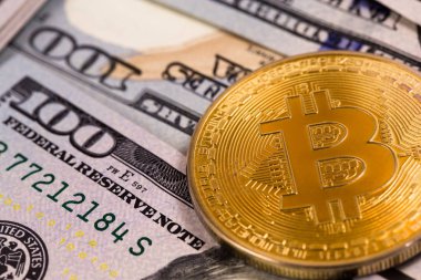 bitcoin sembol ve 100 dolar faturaları