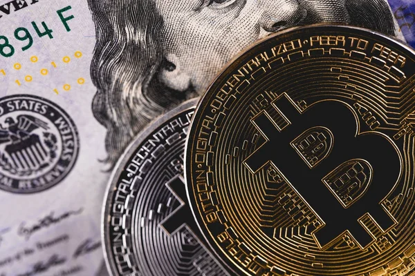 Dollar and bitcoin symbol — Stock Photo, Image