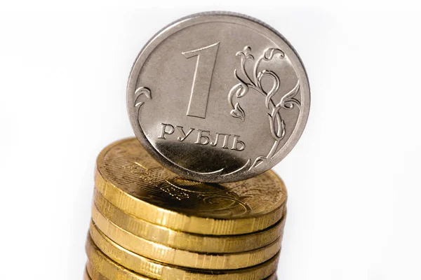 Куча русских монет — стоковое фото
