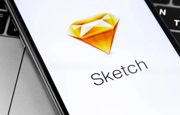 Sketch Logo Screen Smartphone Sketch Vector Graphics Editor Macos Developed — Stock Photo, Image