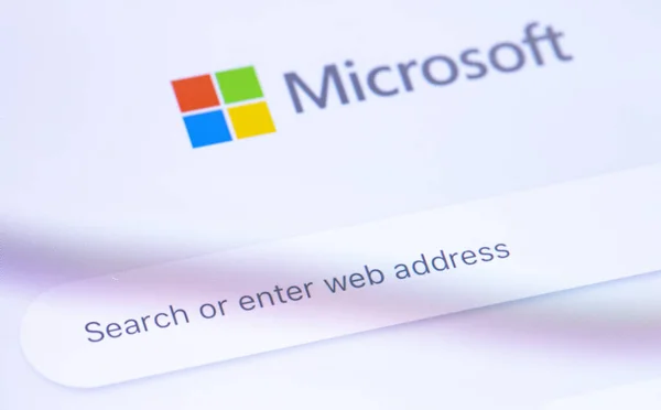 Microsoft Kanten Hemsida Logotyp Skärmen Smartphone Microsoft Edge Microsoft Webbläsare — Stockfoto