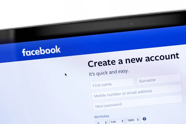 Facebook Strona Internetowa Ekranie Notebook Zbliżenie Facebook Jest Największym Najpopularniejszym — Zdjęcie stockowe