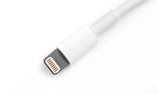 Apple Lightning Cabel Closeup Στο Λευκό Φόντο Apple Lightning Connector — Φωτογραφία Αρχείου
