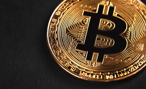 Bitcoin Cryptocurrency Dark Closeup — Stock Photo, Image