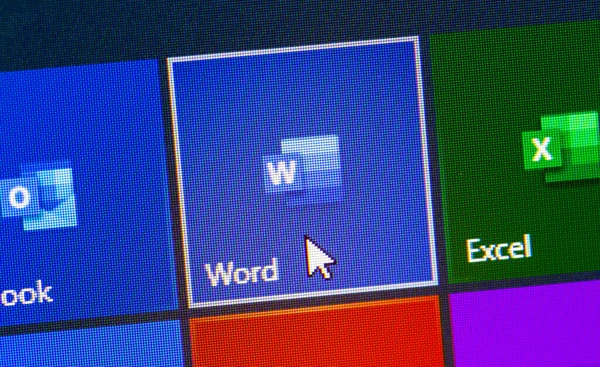 Microsoft Word Och Excel App Displayen Anteckningsbok Närbild Microsoft Office — Stockfoto