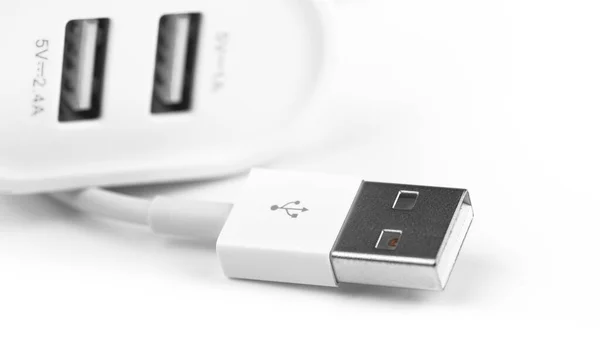 Ingresso Connettore Caricabatterie Usb Porte Usb Sullo Sfondo Bianco Primo — Foto Stock