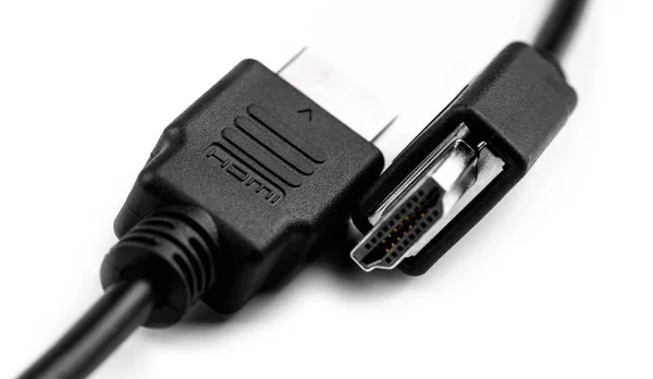 Hdmi 플러그 배경에 케이블 클로즈업 매크로 — 스톡 사진