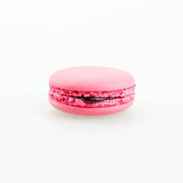 Macaron rose sur fond blanc — Photo