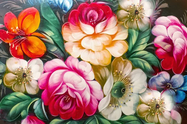 花の油絵、印象派スタイル、静物画アート カラー — ストック写真