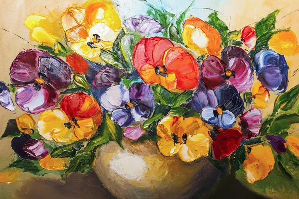 Textuur olieverfschilderij bloemen, levendige bloemen schilderij — Stockfoto