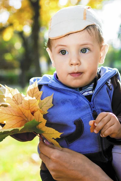 Портрет красивого маленького ребенка на зеленом фоне природы Лицензионные Стоковые Изображения