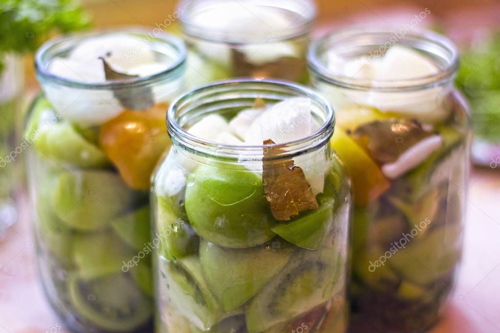 canned tomatoes, green tomato canning, preparations 