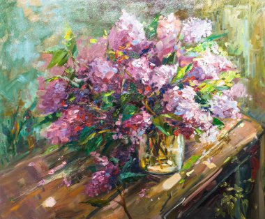 Çiçek leylak, Yağlıboya Resim, izlenimcilik stil, Natürmort sanat