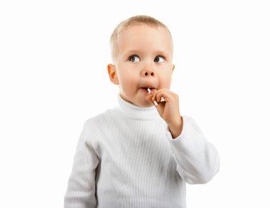 happy baby boy eating candy Lollipop, clipart