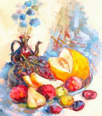 Tuval üzerine yağlı boya boyama doku, yağ natürmort soyut