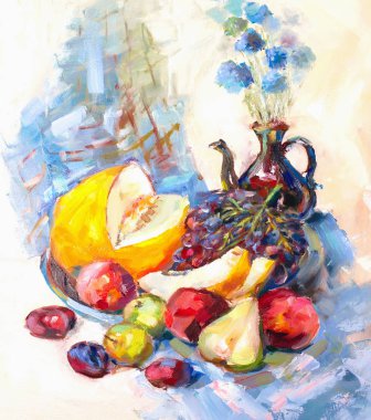 Tuval üzerine yağlı boya boyama doku, yağ natürmort soyut