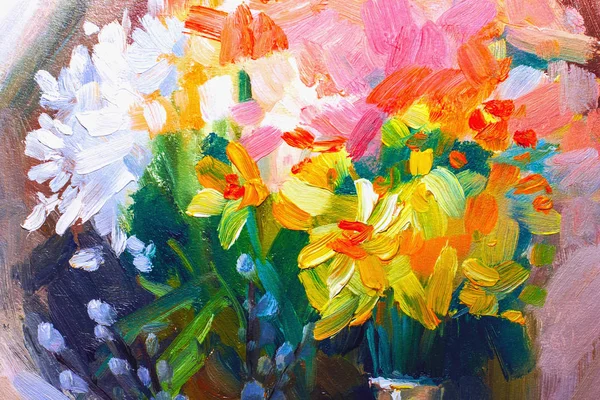 texture oil painting flowers, painting vivid flowers, floral still life