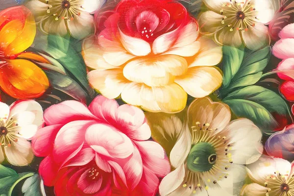 Kwiaty Malarstwo Olejne Impresjonizm Styl Nadal Sztuki Życia Kolorowy Obraz — Zdjęcie stockowe