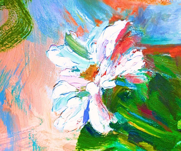 Tekstura Obrazy Olejne Kwiaty Malarstwo Fragmentu Obrazu Malowane Kolor Tapety — Zdjęcie stockowe