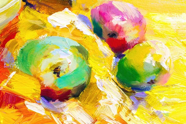 Textuur olieverfschilderij fruit schilderij kleurrijke vruchten stilleven — Stockfoto