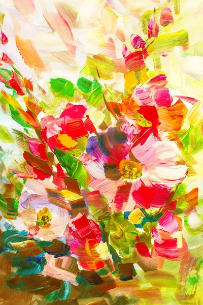 Ölgemälde, impressionistischer Stil, Blumenmalerei, Stillmalerei — Stockfoto