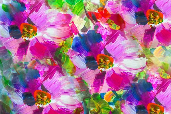 Textura Aceite Pintura Flores Pintura Flores Vívidas Bodegón Floral —  Fotos de Stock