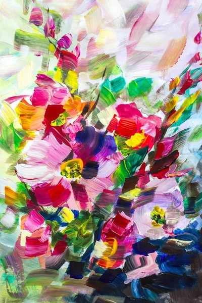 Pintura Óleo Impresionismo Estilo Pintura Flores Lienzo Todavía Pintura Artista —  Fotos de Stock