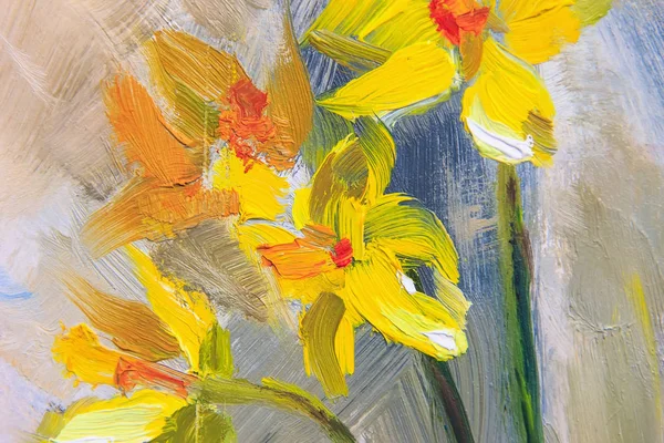 Textura pintura a óleo flores, pintura flores vivas, ainda li — Fotografia de Stock