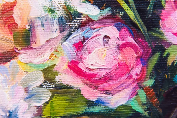 Pintura Óleo Estilo Impressionismo Pintura Flores Tela Ainda Pintura Artista — Fotografia de Stock