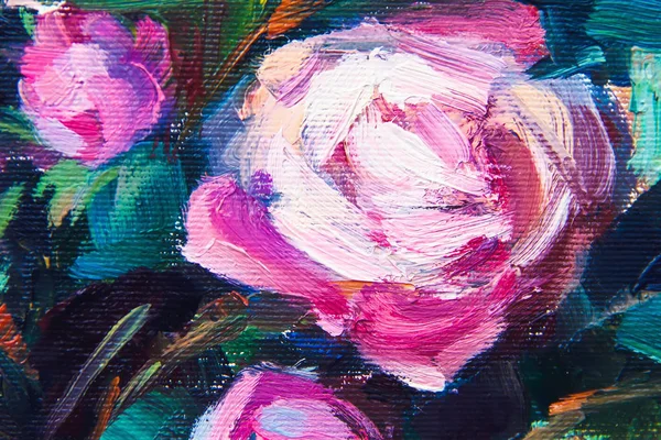 Pintura Óleo Estilo Impressionismo Pintura Flores Tela Ainda Pintura Artista — Fotografia de Stock