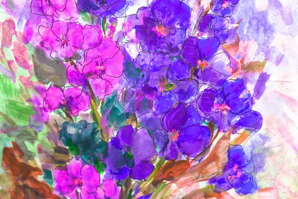 Textura pintura al óleo flores, pintura de flores vívidas, flora —  Fotos de Stock
