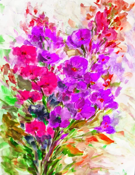 Texture olio pittura fiori, pittura fiori vivaci, flora — Foto Stock