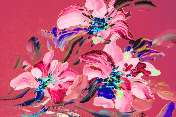 Malowanie kwiatów malarstwo olejne, stylu impresjonistycznego, kwiat pai — Zdjęcie stockowe