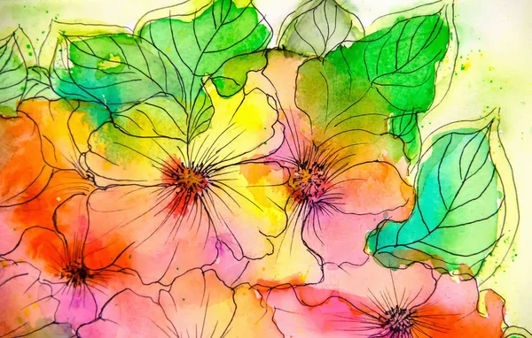 Pintura acuarela estilo impresionismo, pintura texturizada, flor — Foto de Stock
