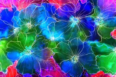 Suluboya resim empresyonizm tarzı, desenli resim, flor