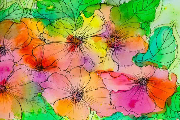 Aquarela pintura impressionismo estilo, pintura texturizada, flor — Fotografia de Stock