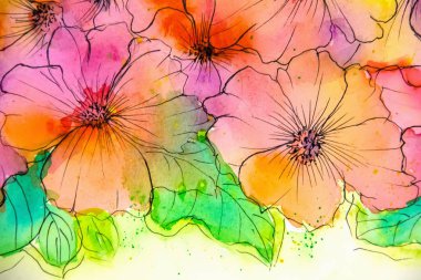 Suluboya resim empresyonizm tarzı, desenli resim, flor