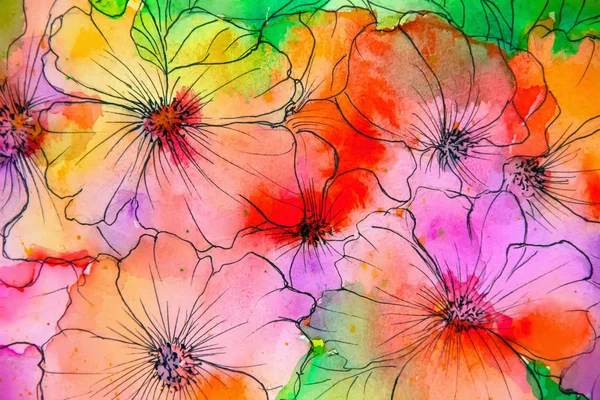 Suluboya resim empresyonizm tarzı, desenli resim, flor — Stok fotoğraf