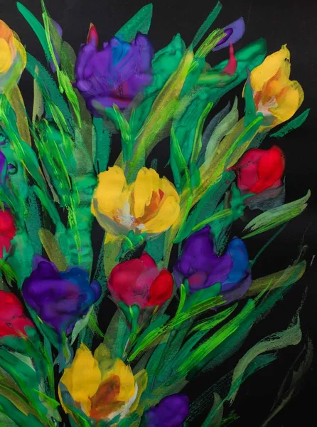 Oljemålning Impressionism Stil Blomma Målning Fortfarande Duk Målning Konstnär Målning — Stockfoto