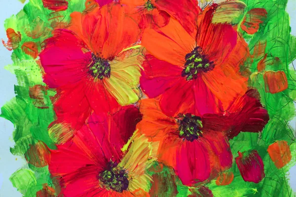 Måla Blommor Konsistens Måla Ljusa Blommor Blommor Stilleben Oljemålning Akrylmålning — Stockfoto