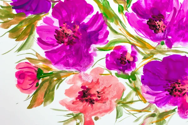 Ζωγραφική Λουλούδια Υφή Ζωγραφική Φωτεινά Λουλούδια Floral Νεκρή Φύση Πίνακας — Φωτογραφία Αρχείου