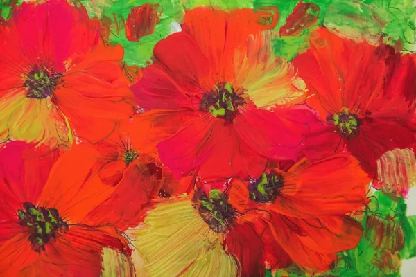 Pintar Flores Textura Pintar Flores Brillantes Floral Todavía Vida Pintura — Foto de Stock