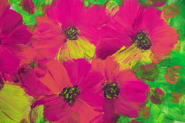 Malowanie Tekstury Kwiatów Malowanie Jasnych Kwiatów Kwiatowej Martwej Natury Obraz — Zdjęcie stockowe