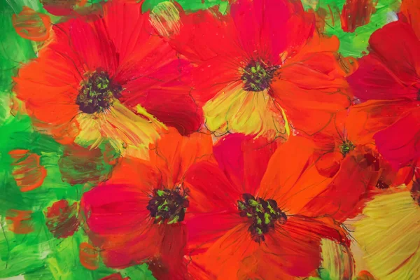 Malowanie Tekstury Kwiatów Malowanie Jasnych Kwiatów Kwiatowej Martwej Natury Obraz — Zdjęcie stockowe