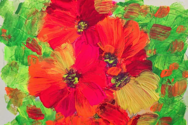 Pintar Flores Textura Pintar Flores Brillantes Floral Todavía Vida Pintura —  Fotos de Stock