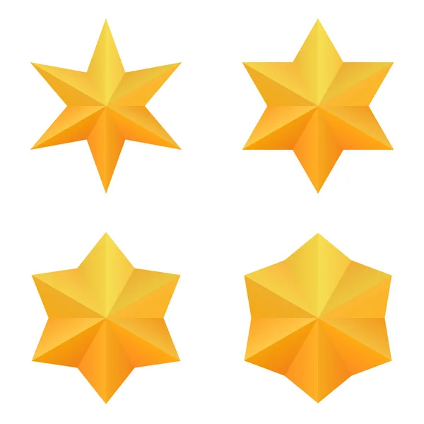 Set of four golden six point stars. — Stock Vector